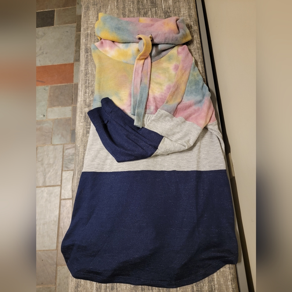 Cowl neck color block top